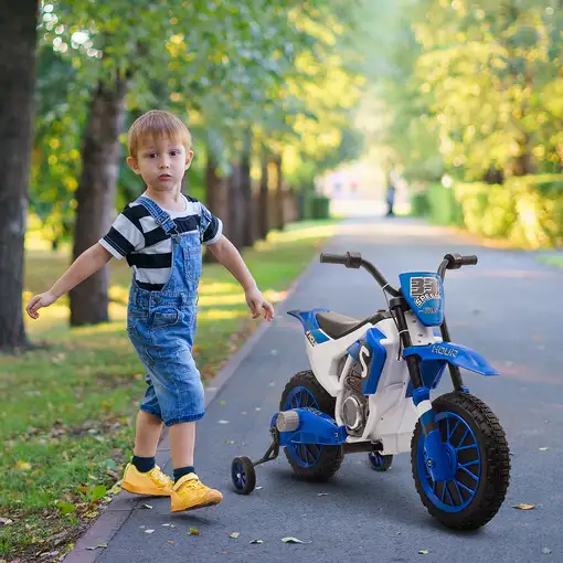 Moto Eléctrica Niños +3 años 12V 2 Ruedas de Equilibrio Mᄄᄁx. 8 km/h Azul HOMCOM