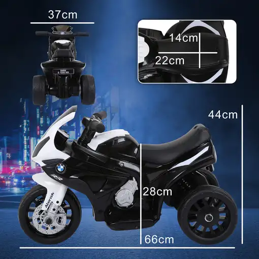 Moto Eléctrica para Niños de 18-36 Meses 66x37x44 cm Negro HOMCOM