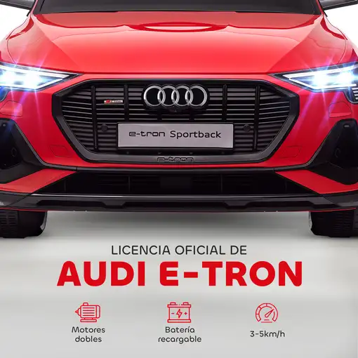 Coche Eléctrico para Niños Audi E-tron Velocidad 3-5 km/h Rojo HOMCOM
