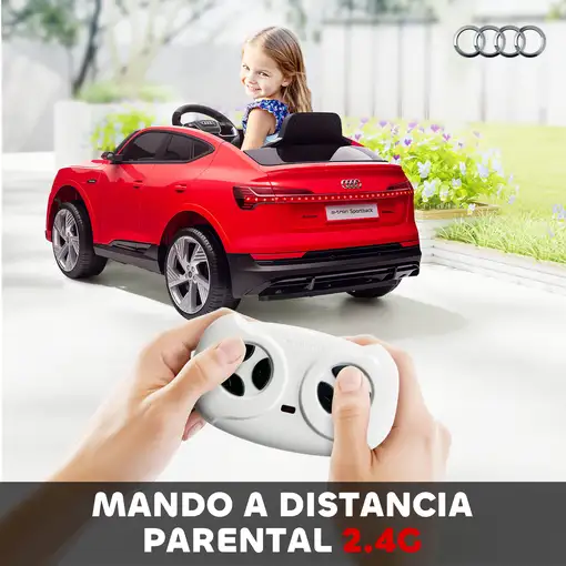 Coche Eléctrico para Niños Audi E-tron Velocidad 3-5 km/h Rojo HOMCOM