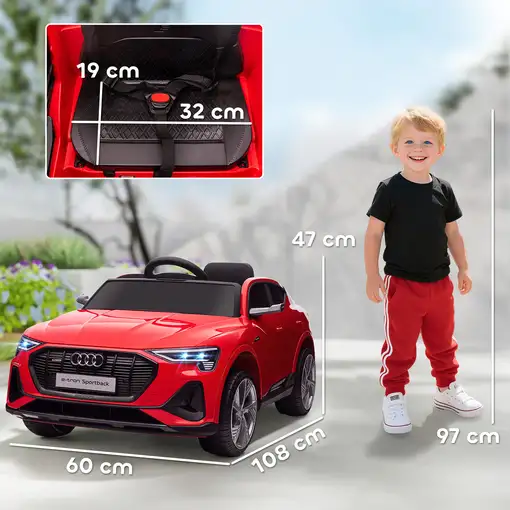 Coche Eléctrico para Niños Audi E-tron Velocidad 3-5 km/h Rojo HOMCOM