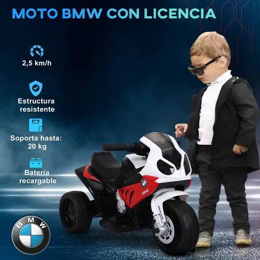 Moto Eléctrica para Niños de 18-36 Meses 66x37x44 cm Rojo HOMCOM
