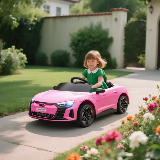 Coche Eléctrico para Niños +3 Años AUDI RS e-tron GT 103x58x41 cm Rosa HOMCOM