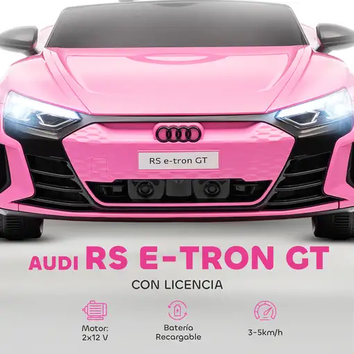 Coche Eléctrico para Niños +3 Años AUDI RS e-tron GT 103x58x41 cm Rosa HOMCOM