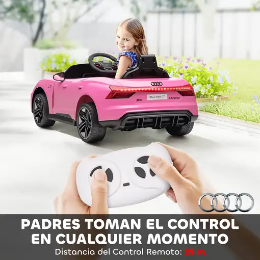 Coche Eléctrico para Niños +3 Años AUDI RS e-tron GT 103x58x41 cm Rosa HOMCOM
