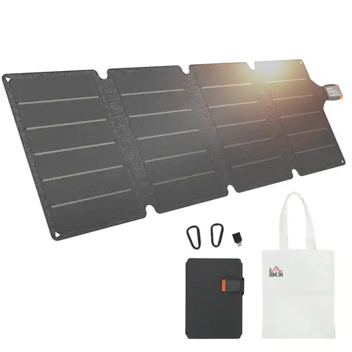 36W Cargador Solar Plegable Portátil con Puertos USB-A y Tipo-C HOMCOM 36W Cargador Solar Plegable Portátil con Puertos USB-A y Tipo-C HOMCOM