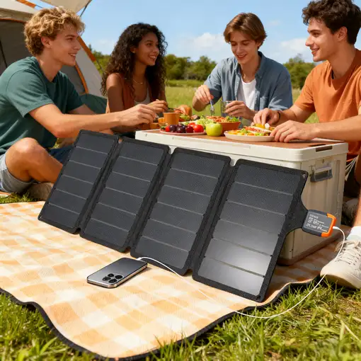 36W Cargador Solar Plegable Portátil con Puertos USB-A y Tipo-C HOMCOM