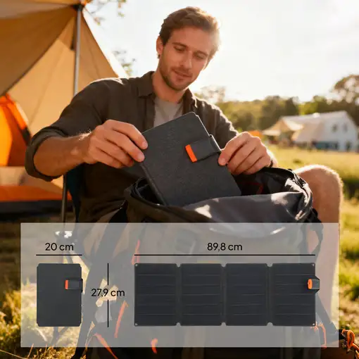 36W Cargador Solar Plegable Portátil con Puertos USB-A y Tipo-C HOMCOM
