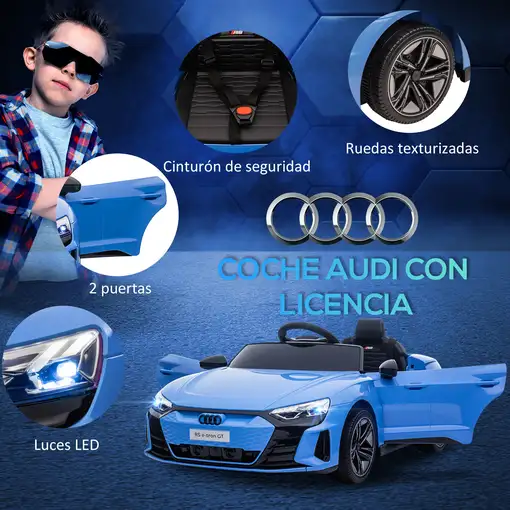 Coche Eléctrico para Niños +3 Años AUDI RS e-tron GT 103x58x41 cm Azul HOMCOM