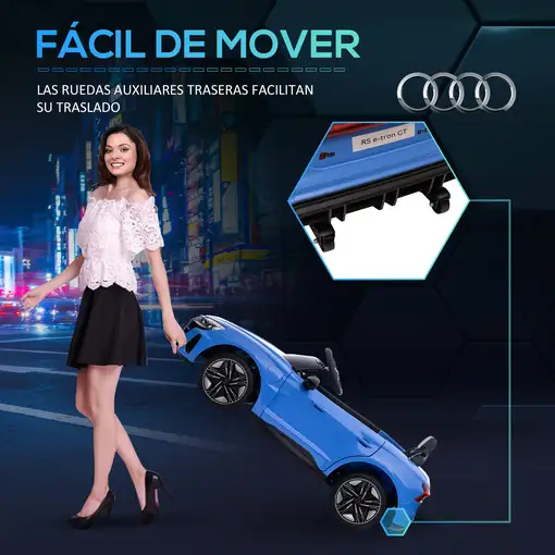 Coche Eléctrico para Niños +3 Años AUDI RS e-tron GT 103x58x41 cm Azul HOMCOM