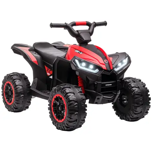 Quad Eléctrico para Niños 3-5 Años 12V con 2 Motores Faros Bocina Rojo HOMCOM Quad Eléctrico para Niños 3-5 Años 12V con 2 Motores Faros Bocina Rojo HOMCOM
