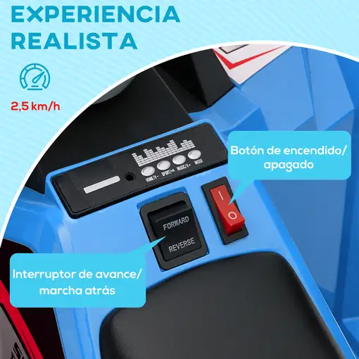 Quad Eléctrico para Niños de 18-36 Meses 70x41,5x48,5 cm Azul HOMCOM