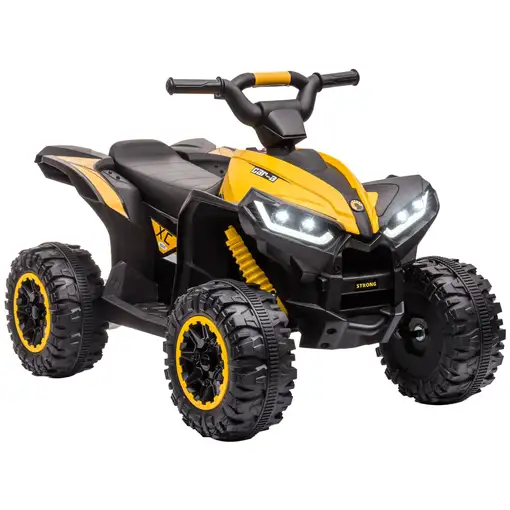 Quad Eléctrico para Niños 3-5 Años con 2 Motores Faros Bocina Amarillo HOMCOM Quad Eléctrico para Niños 3-5 Años con 2 Motores Faros Bocina Amarillo HOMCOM