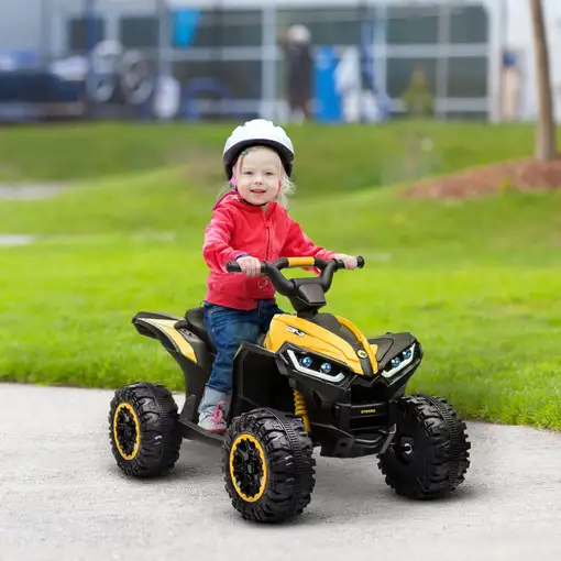 Quad Eléctrico para Niños 3-5 Años con 2 Motores Faros Bocina Amarillo HOMCOM