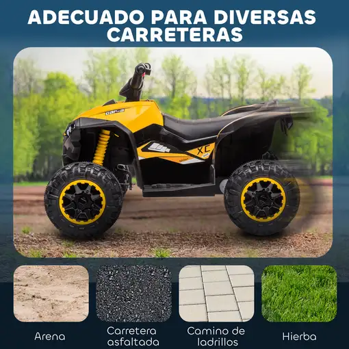 Quad Eléctrico para Niños 3-5 Años con 2 Motores Faros Bocina Amarillo HOMCOM
