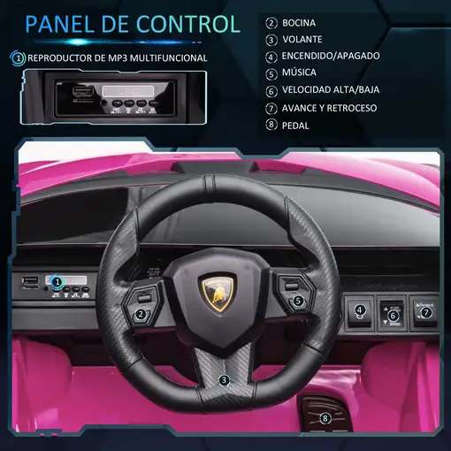 Coche Eléctrico 12V para Niños +3 Años Lamborghini SIAN Mando a Distancia HOMCOM
