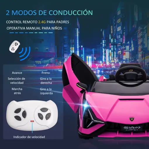 Coche Eléctrico 12V para Niños +3 Años Lamborghini SIAN Mando a Distancia HOMCOM