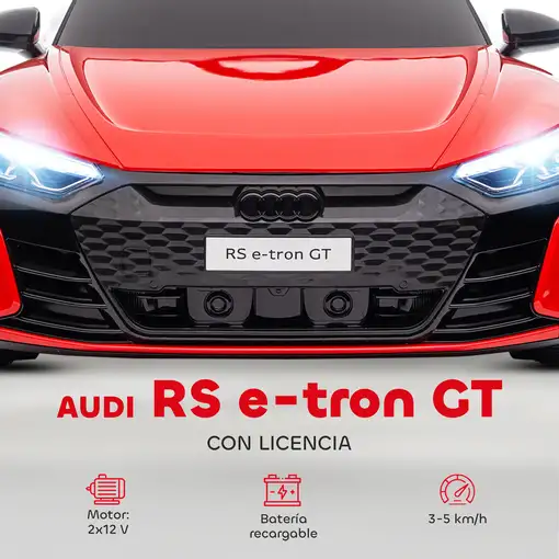 Coche Eléctrico para Niños +3 Años AUDI RS e-tron GT 103x58x41 cm Rojo HOMCOM