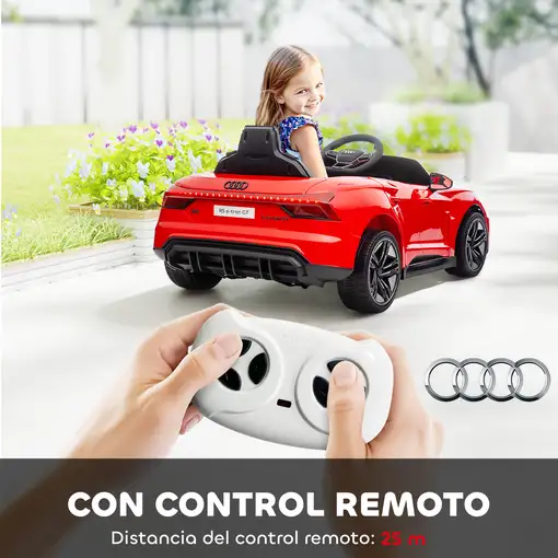 Coche Eléctrico para Niños +3 Años AUDI RS e-tron GT 103x58x41 cm Rojo HOMCOM