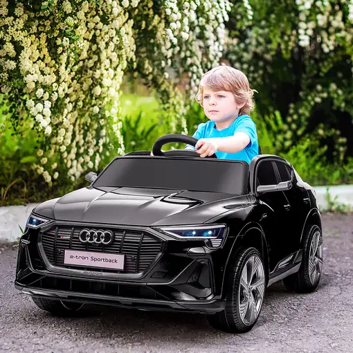 Coche Eléctrico para Niños Audi E-tron Velocidad 3-5 km/h Negro HOMCOM