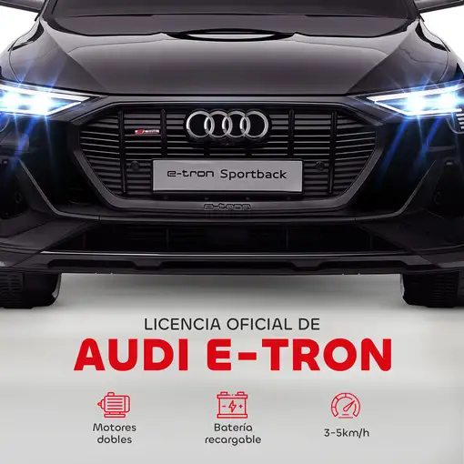 Coche Eléctrico para Niños Audi E-tron Velocidad 3-5 km/h Negro HOMCOM