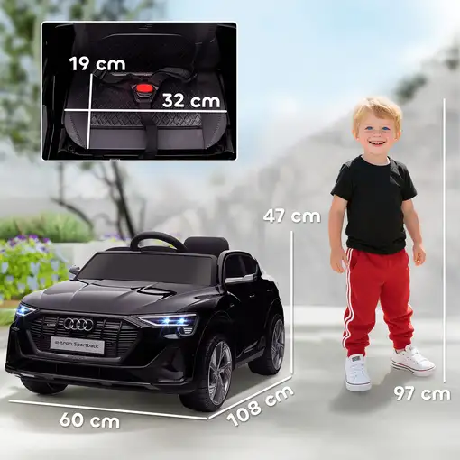 Coche Eléctrico para Niños Audi E-tron Velocidad 3-5 km/h Negro HOMCOM