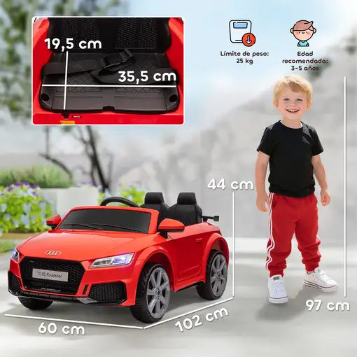 Audi TT Eléctrico Infantil con Control Remoto Música y Luces HOMCOM
