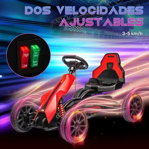 Go Kart Coche Eléctrico para Niños de 3 a 8 Años 100x58x58,5 cm Rojo HOMCOM