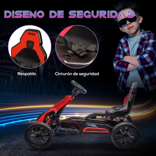 Go Kart Coche Eléctrico para Niños de 3 a 8 Años 100x58x58,5 cm Rojo HOMCOM