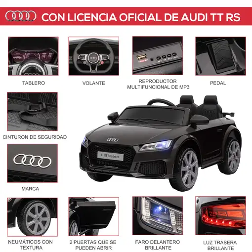 Audi TT Eléctrico Infantil con Control Remoto Música y Luces HOMCOM