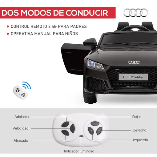 Audi TT Eléctrico Infantil con Control Remoto Música y Luces HOMCOM
