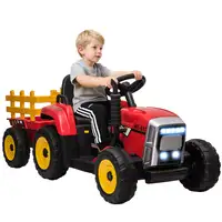 Tractor Eléctrico con Remolque para Niños 3-6 Años 136,5x50x52,5 cm Rojo HOMCOM