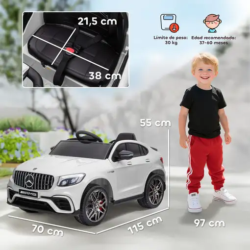 Coche Eléctrico 3-8 Años Licencia de Mercedes 12V Mando MP3 USB Luces HOMCOM