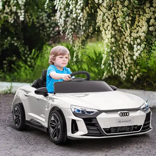Coche Eléctrico para Niños +3 Años AUDI RS e-tron GT 103x58x41 cm Blanco HOMCOM