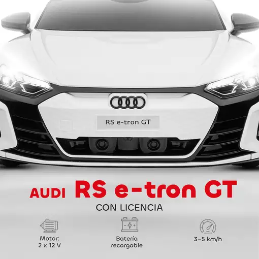 Coche Eléctrico para Niños +3 Años AUDI RS e-tron GT 103x58x41 cm Blanco HOMCOM