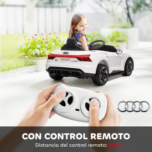 Coche Eléctrico para Niños +3 Años AUDI RS e-tron GT 103x58x41 cm Blanco HOMCOM