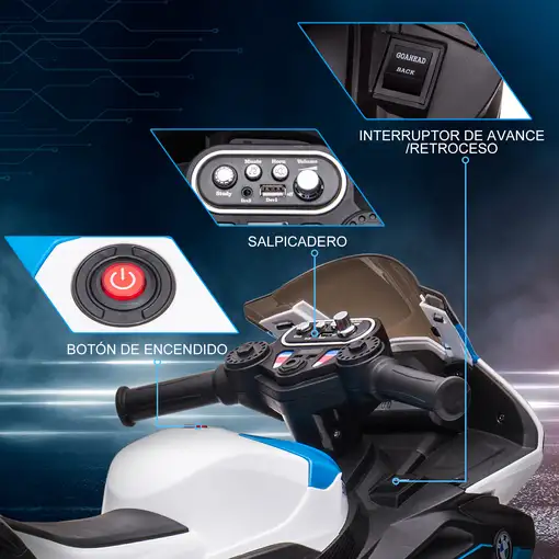 Moto Eléctrica BMW HP4 para Niños de +18 Meses 6V 82,5x42x54 cm Azul HOMCOM