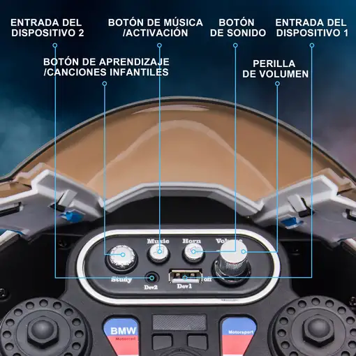 Moto Eléctrica BMW HP4 para Niños de +18 Meses 6V 82,5x42x54 cm Azul HOMCOM