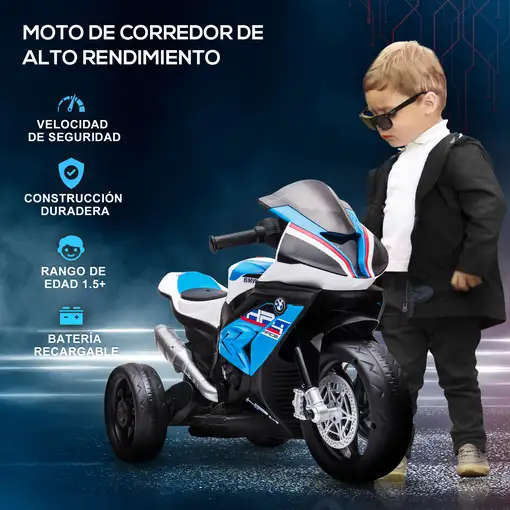 Moto Eléctrica BMW HP4 para Niños de +18 Meses 6V 82,5x42x54 cm Azul HOMCOM