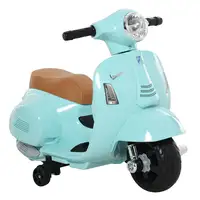 Moto Eléctrica Vespa Niño+18 Meses Faro Bocina 4 Ruedas 66,5x38x52cmVerde HOMCOM