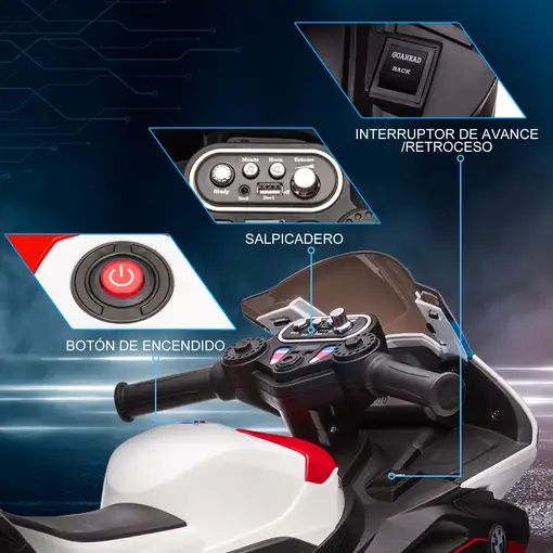 Moto Eléctrica BMW HP4 para Niños de +18 Meses 6V 82,5x42x54 cm Rojo HOMCOM