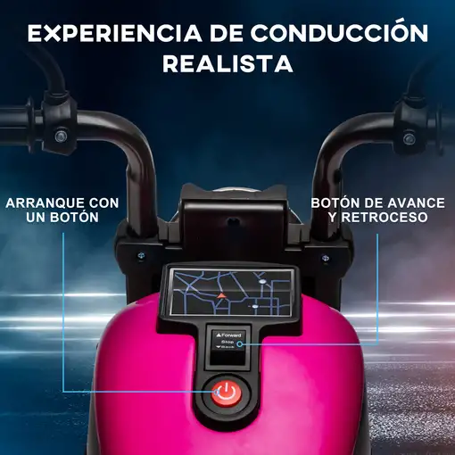 Moto Eléctrica para Niños de 18-36 Meses Batería 6V Rosa HOMCOM