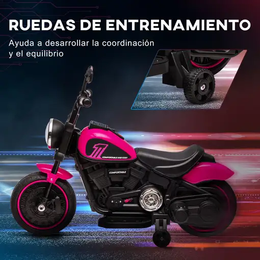 Moto Eléctrica para Niños de 18-36 Meses Batería 6V Rosa HOMCOM