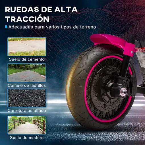 Moto Eléctrica para Niños de 18-36 Meses Batería 6V Rosa HOMCOM