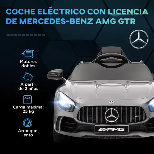 Coche Eléctrico para Niños de +3 Años Mercedes-Benz AMG GTR Plata AIYAPLAY