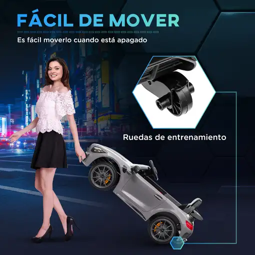 Coche Eléctrico para Niños de +3 Años Mercedes-Benz AMG GTR Plata AIYAPLAY