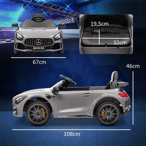 Coche Eléctrico para Niños de +3 Años Mercedes-Benz AMG GTR Plata AIYAPLAY