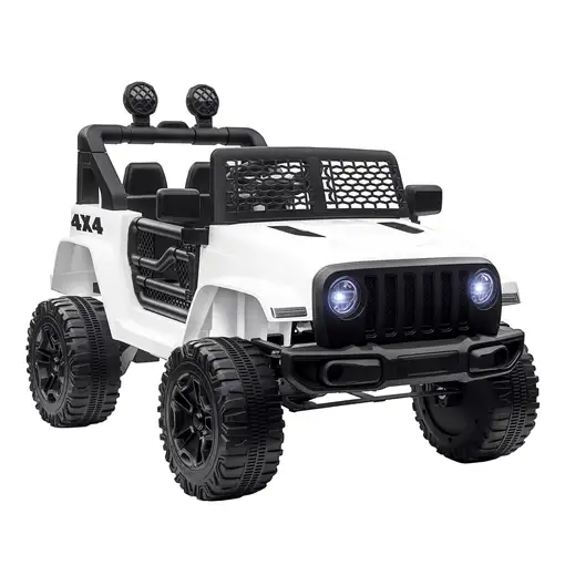 Coche Eléctrico para Niños +3 Años con Control Remoto 100x65x72 cm Blanco HOMCOM