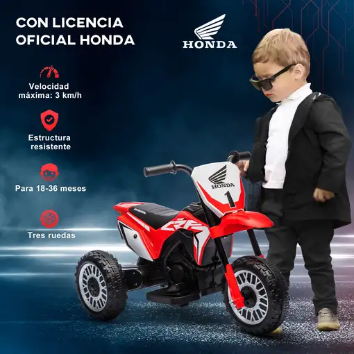 Moto Eléctrica Infantil con Licencia Honda CRF450RL 71x40,5x43,5cm Rojo HOMCOM