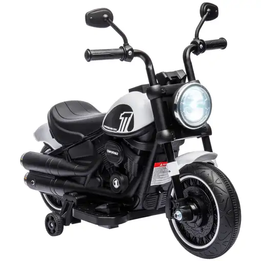 Moto Eléctrica para Niños de 18-36 Meses Batería 6V Blanco HOMCOM Moto Eléctrica para Niños de 18-36 Meses Batería 6V Blanco HOMCOM